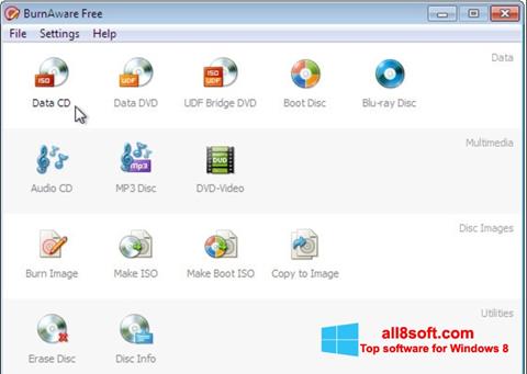 Képernyőkép BurnAware Free Windows 8