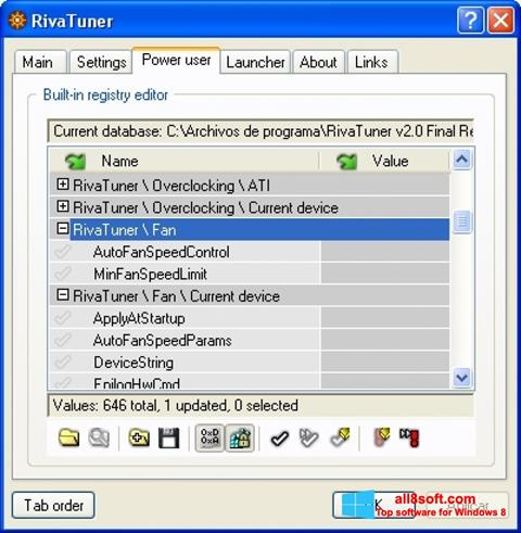 Képernyőkép RivaTuner Windows 8