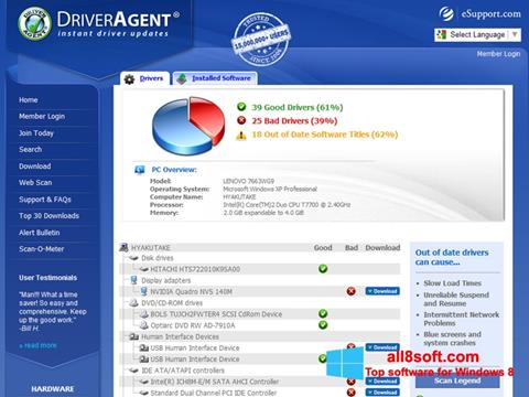 Képernyőkép DriverAgent Windows 8