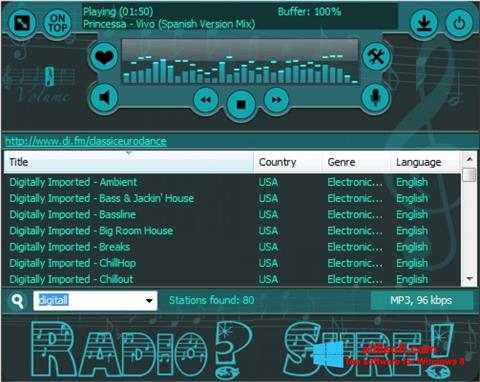 Képernyőkép RadioSure Windows 8
