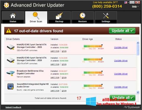 Képernyőkép Advanced Driver Updater Windows 8