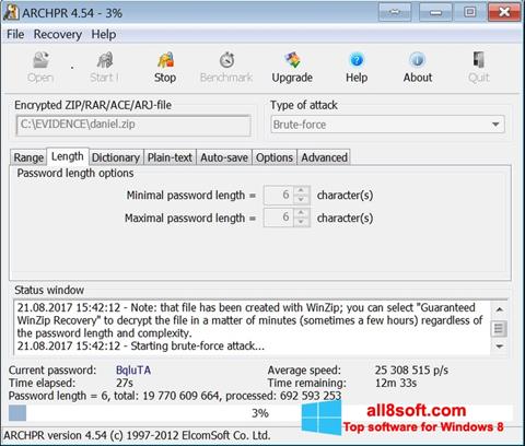 Képernyőkép Advanced Archive Password Recovery Windows 8