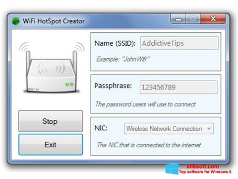 Képernyőkép Wi-Fi HotSpot Creator Windows 8