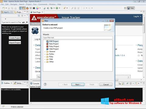 Képernyőkép Aptana Studio Windows 8