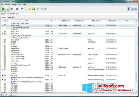 Képernyőkép Advanced IP Scanner Windows 8