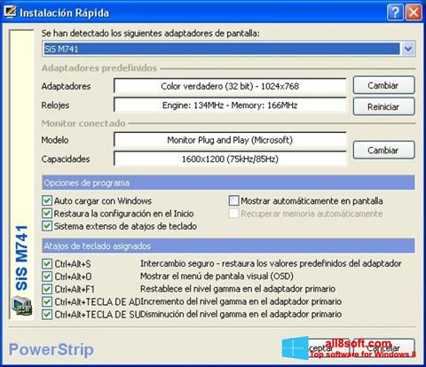 Képernyőkép PowerStrip Windows 8