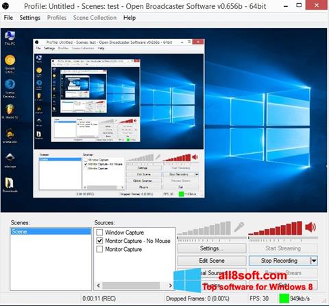 Képernyőkép Open Broadcaster Software Windows 8