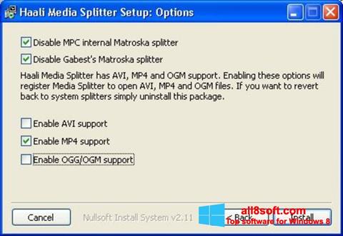 Képernyőkép Haali Media Splitter Windows 8