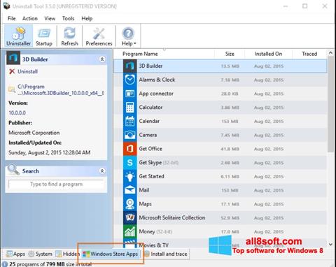 Képernyőkép Uninstall Tool Windows 8
