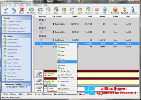Képernyőkép MiniTool Partition Wizard Windows 8