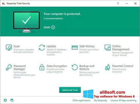 Képernyőkép Kaspersky Total Security Windows 8
