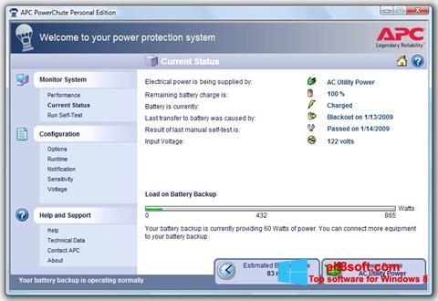 Képernyőkép PowerChute Personal Edition Windows 8