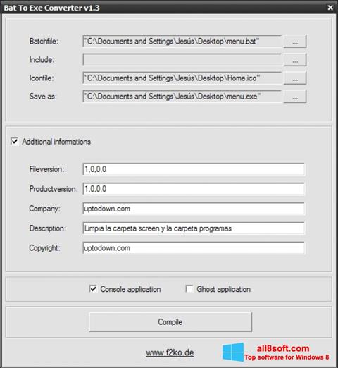 Képernyőkép Bat To Exe Converter Windows 8