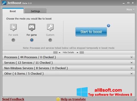 Képernyőkép JetBoost Windows 8