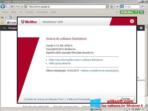 Képernyőkép McAfee SiteAdvisor Windows 8