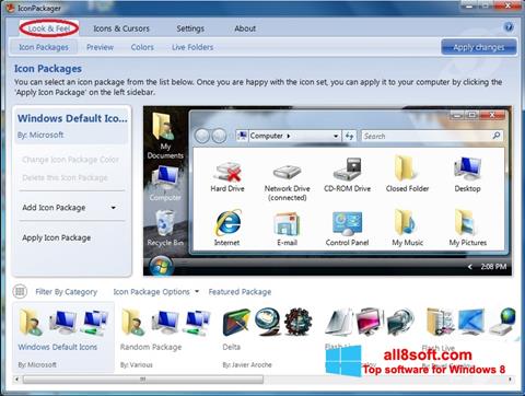 Képernyőkép IconPackager Windows 8