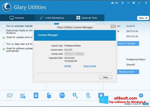 Képernyőkép Glary Utilities Windows 8