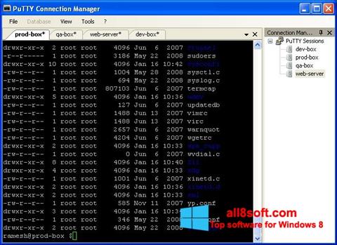 Képernyőkép PuTTY Connection Manager Windows 8