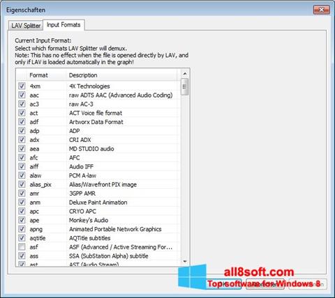 Képernyőkép Combined Community Codec Pack Windows 8