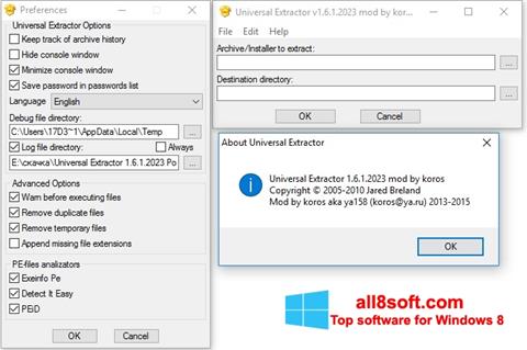 Képernyőkép Universal Extractor Windows 8
