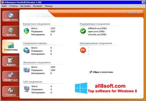 Képernyőkép Ashampoo Firewall Windows 8