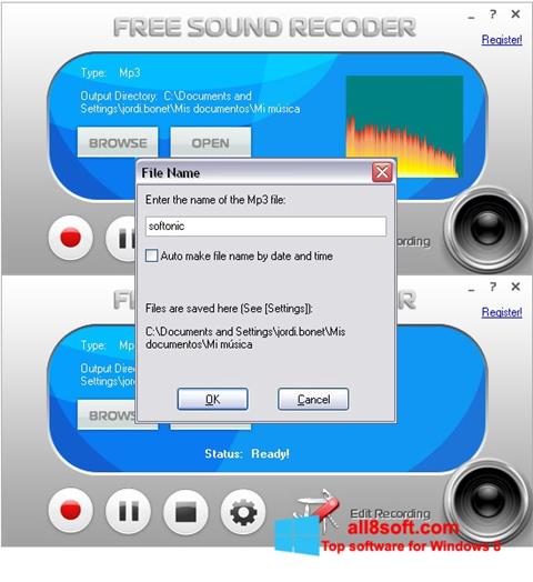 Képernyőkép Free Sound Recorder Windows 8