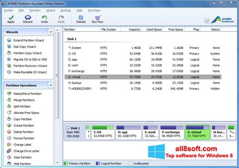 Képernyőkép AOMEI Partition Assistant Windows 8