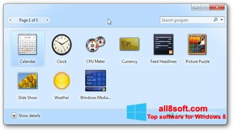 Képernyőkép 8GadgetPack Windows 8