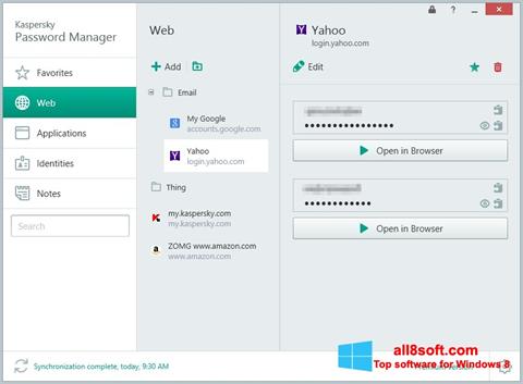 Képernyőkép Kaspersky Password Manager Windows 8