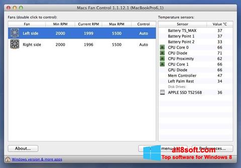 Képernyőkép Macs Fan Control Windows 8