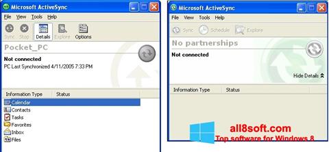 Képernyőkép Microsoft ActiveSync Windows 8