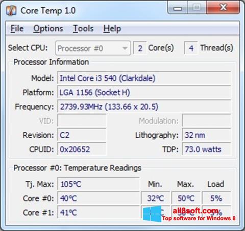 Képernyőkép Core Temp Windows 8