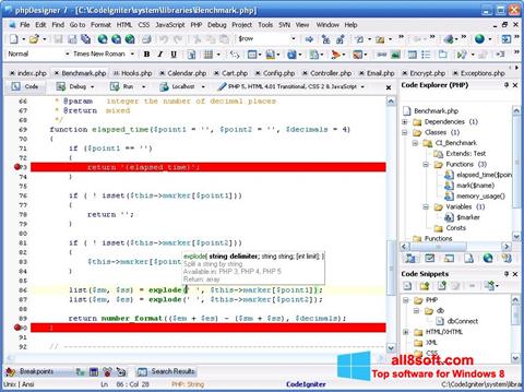 Képernyőkép phpDesigner Windows 8