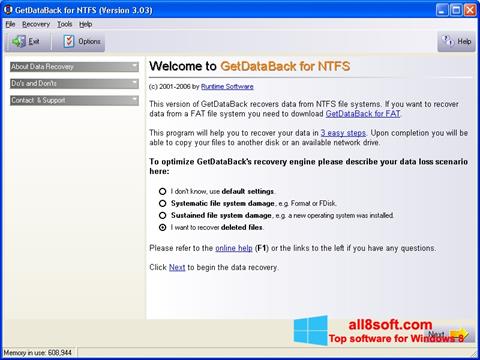 Képernyőkép GetDataBack Windows 8