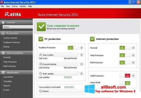 Képernyőkép Avira Internet Security Windows 8