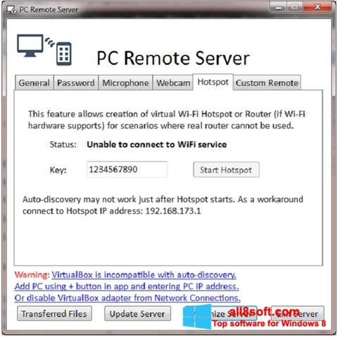 Képernyőkép PC Remote Server Windows 8