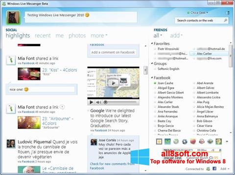 Képernyőkép Windows Live Messenger Windows 8