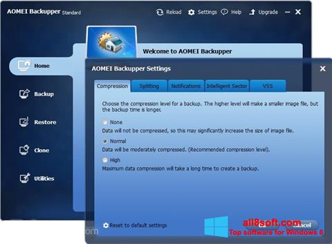 Képernyőkép AOMEI Backupper Windows 8