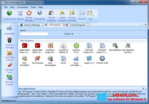 Képernyőkép Revo Uninstaller Windows 8