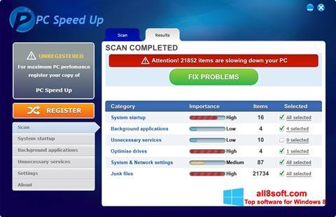 Képernyőkép PC Speed Up Windows 8