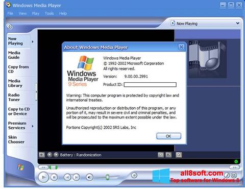 Képernyőkép Windows Media Player Windows 8