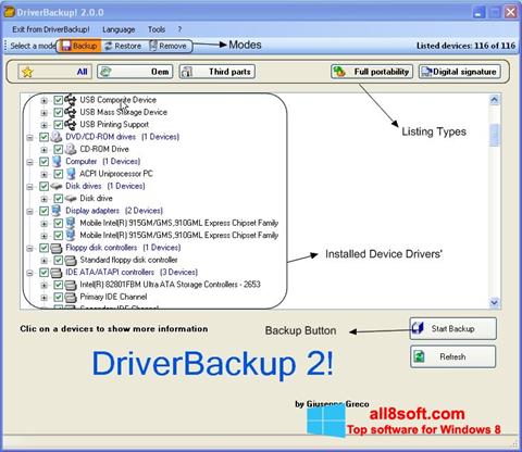 Képernyőkép Driver Backup Windows 8
