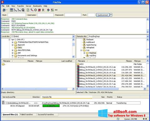 Képernyőkép FileZilla Server Windows 8