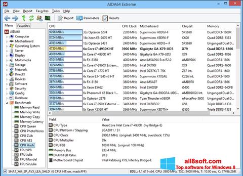 Képernyőkép AIDA32 Windows 8